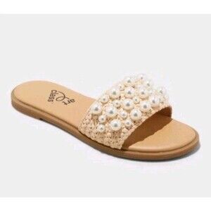 Art Class Girls Heather Pearl Comfort Footbed Sandals Slide Cream Size 13
